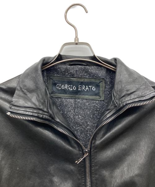 GIORGIO BRATO（ジョルジョブラッド）GIORGIO BRATO (ジョルジョブラッド) カウレザージャケット ブラック サイズ:48の古着・服飾アイテム