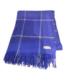 JOSHUA ELLIS（ジョシュア エリス）の古着「カシミヤチェック大判マフラー」｜ライトブルー