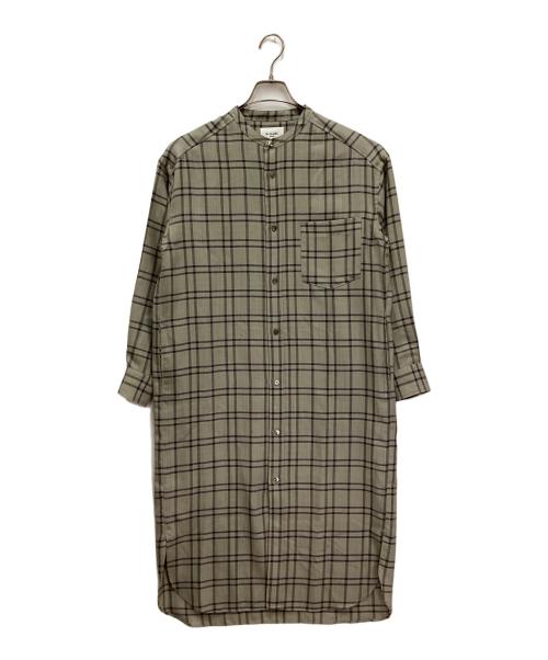 LE GLAZIK（ル グラジック）LE GLAZIK (ル グラジック) ウールチェック バンドカラーシャツワンピース グレー サイズ:36の古着・服飾アイテム