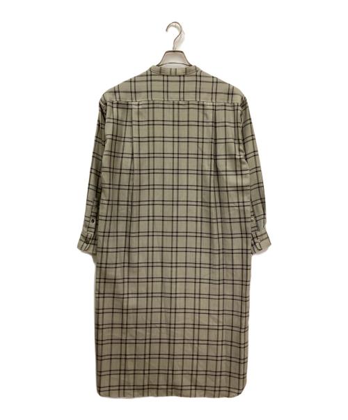 LE GLAZIK（ル グラジック）LE GLAZIK (ル グラジック) ウールチェック バンドカラーシャツワンピース グレー サイズ:36の古着・服飾アイテム