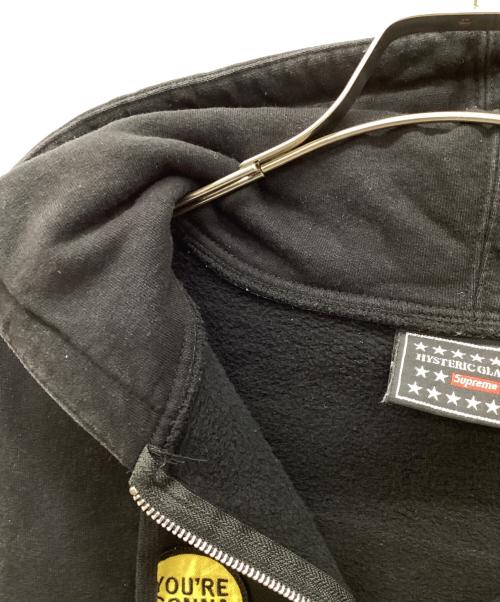 SUPREME（シュプリーム）SUPREME (シュプリーム) Hysteric Glamour (ヒステリックグラマー) 17AW　Patches Zip Up Sweatshirt　コラボパッチ付ジップアップパーカー ブラック サイズ:Mの古着・服飾アイテム