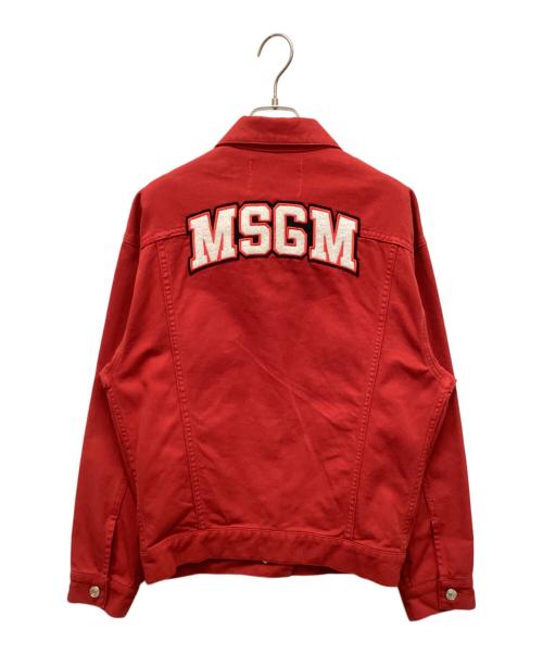 MSGM（エムエスジーエム）MSGM (エムエスジーエム) 背面ロゴパッチデニムジャケット レッド サイズ:38の古着・服飾アイテム