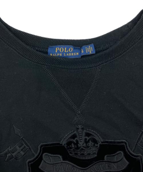 POLO RALPH LAUREN（ポロ・ラルフローレン）POLO RALPH LAUREN (ポロ・ラルフローレン) ライオンエンブレム刺繍スウェット ブラック サイズ:Ｌの古着・服飾アイテム