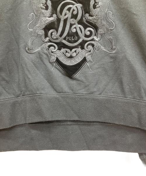 POLO RALPH LAUREN（ポロ・ラルフローレン）POLO RALPH LAUREN (ポロ・ラルフローレン) ライオンエンブレム刺繍スウェット ブラック サイズ:Ｌの古着・服飾アイテム