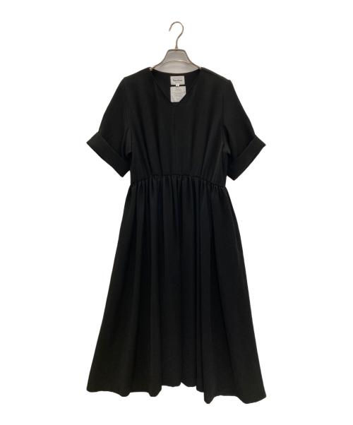 foufou（フーフー）foufou (フーフー) Vネックギャザーワンピース ブラックの古着・服飾アイテム