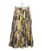 SACRAサクラ）の古着「BRUSH PAINTING SKIRT（ブラッシュ　ペインティング　スカート）」｜イエロー