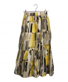 SACRA（サクラ）の古着「BRUSH PAINTING SKIRT（ブラッシュ　ペインティング　スカート）」｜イエロー