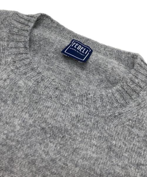FEDELI（フェデーリ）FEDELI (フェデーリ) カシミヤクルーネックニット グレー サイズ:44の古着・服飾アイテム