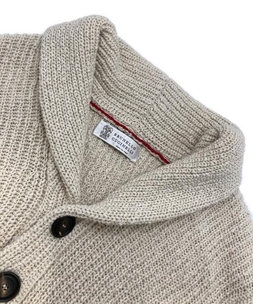 BRUNELLO CUCINELLI（ブルネロクチネリ）BRUNELLO CUCINELLI (ブルネロクチネリ) コットンリネンショールカラーカーディガン ベージュ サイズ:46の古着・服飾アイテム