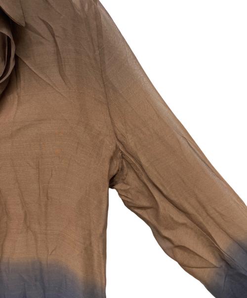 GUCCI（グッチ）GUCCI (グッチ) シアーシルクシャツ ブラウン×ネイビー サイズ:40の古着・服飾アイテム