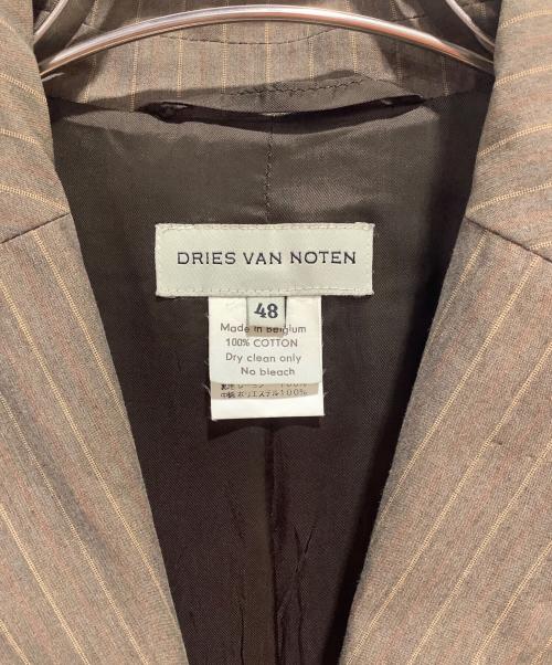 DRIES VAN NOTEN（ドリスヴァンノッテン）DRIES VAN NOTEN (ドリスヴァンノッテン) ストライプ 2B テーラードジャケット ブラウン サイズ:48の古着・服飾アイテム
