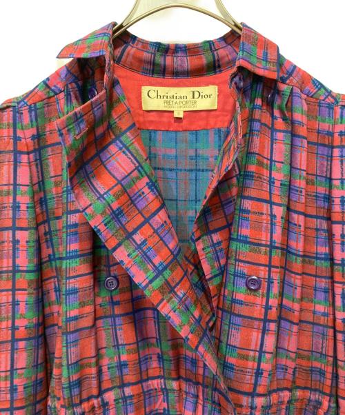 Christian Dior（クリスチャン ディオール）Christian Dior (クリスチャン ディオール) チェックワンピース レッド サイズ:5の古着・服飾アイテム