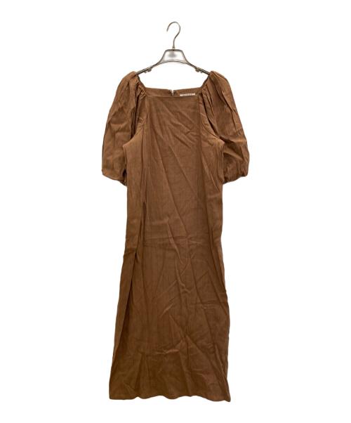 mjuka（ミューカ）mjuka (ミューカ) BALLOON SLEEVE STRIPE DRESS ブラウン サイズ:FREE 未使用品の古着・服飾アイテム