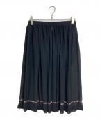 COMME des GARCONS COMME des GARCONS×Jupe by Jackieコムデギャルソン コムデギャルソン×ジュップバイジャッキー）の古着「フラワー刺繍シアースカート　ミディスカート　日本製」｜ブラック