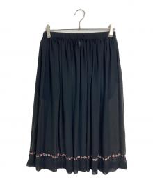 COMME des GARCONS COMME des GARCONS×Jupe by Jackie（コムデギャルソン コムデギャルソン×ジュップバイジャッキー）の古着「フラワー刺繍シアースカート　ミディスカート　日本製」｜ブラック