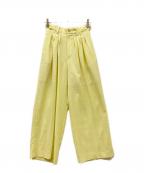 Ameriアメリ）の古着「LIGHT TWEED MANY TUCK PANTS」｜イエロー