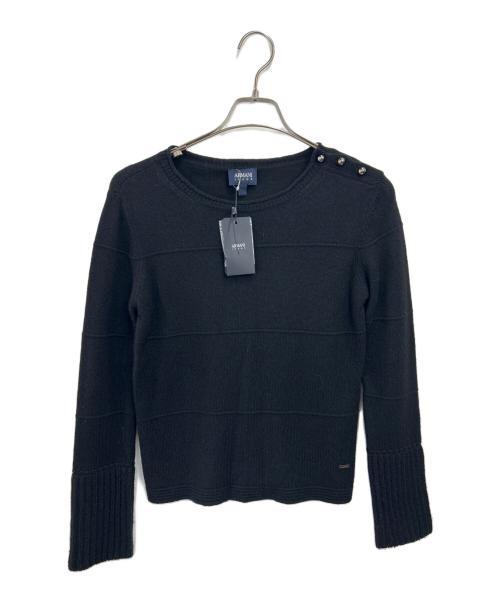 ARMANI JEANS（アルマーニジーンズ）ARMANI JEANS (アルマーニジーンズ) ショルダーボタン セーター ブラック サイズ:38の古着・服飾アイテム
