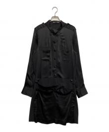 BALENCIAGA.SILK（バレンシアガ.シルク）の古着「ボタンデザイン シルクワンピース」｜ブラック