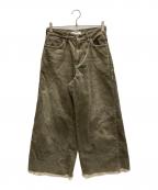 JOHNBULL×MUSE de Deuxieme Classeジョンブル×ミューズ ドゥーズィエム クラス）の古着「硫化染めカットオフコーデュロイパンツ」｜ブラウン