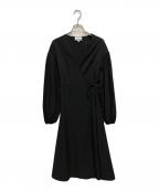 GANNIガニー）の古着「パフスリーブ ラップワンピース」｜ブラック