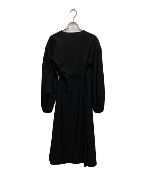 GANNI（ガニー）GANNI (ガニー) パフスリーブ ラップワンピース ブラック サイズ:32の古着・服飾アイテム