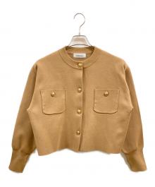 ARPEGE STORY（アルページュストーリー）の古着「金ボタンニットジャケット」｜ライトブラウン