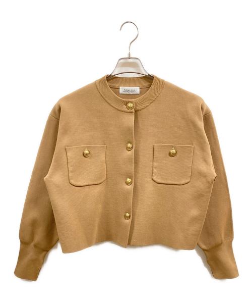 ARPEGE STORY（アルページュストーリー）Arpege story (アルページュストーリー) 金ボタンニットジャケット ライトブラウン サイズ:2の古着・服飾アイテム