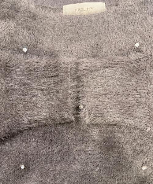 JUSGLITTY（ジャスグリッティー）JUSGLITTY (ジャスグリッティー) ビジュードットフラッフィーニット ブラウン サイズ:2の古着・服飾アイテム