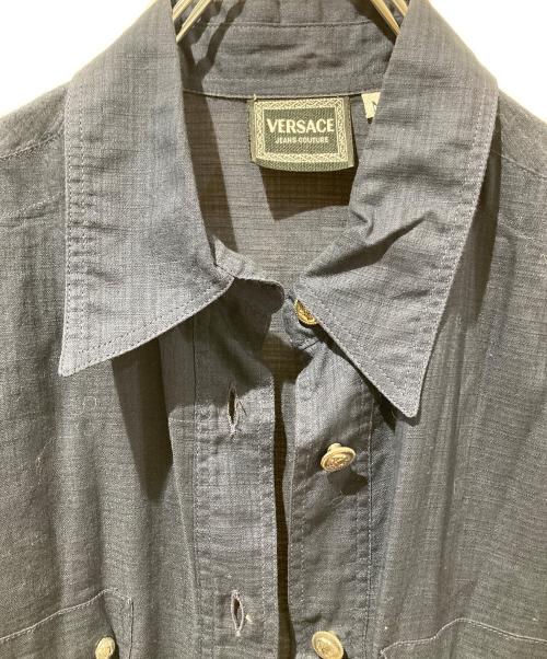 VERSACE JEANS COUTURE（ヴェルサーチ ジーンズクチュール）VERSACE JEANS COUTURE (ヴェルサーチ ジーンズクチュール) メデューサボタンシャツ ネイビー サイズ:Mの古着・服飾アイテム