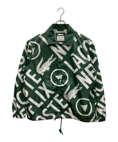 LACOSTE（ラコステ）LACOSTE (ラコステ) NETFLIX (ネットフリックス) 総柄コーチジャケット グリーン サイズ:SIZE Lの古着・服飾アイテム