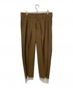TOMORROW LANDトゥモローランド）の古着「ウールモヘヤトロピカル 2プリーツワイドパンツ」｜ブラウン