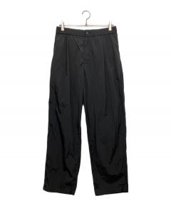 ATON エイトン コットンギャバジン タックパンツ 00 ブラック 中古・古着通販】ATON (エイトン) ウールギャバジンタックワイドパンツ