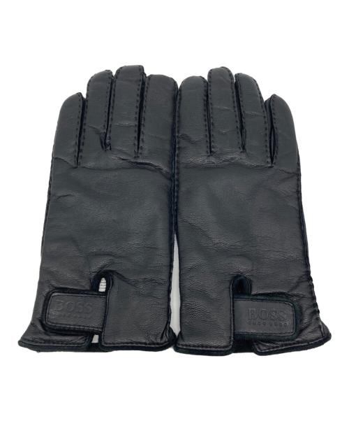 BOSS HUGO BOSS（ボス ヒューゴボス）BOSS HUGO BOSS (ボス ヒューゴボス) レザーグローブ ブラック サイズ:8.5の古着・服飾アイテム