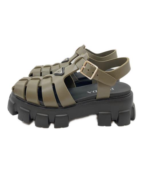 PRADA（プラダ）PRADA (プラダ) モノリスラバー サンダル オリーブ サイズ:6の古着・服飾アイテム