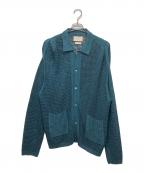 YOKEヨーク）の古着「MESH KNITTED BUTTONED CARDIGAN」｜グリーン