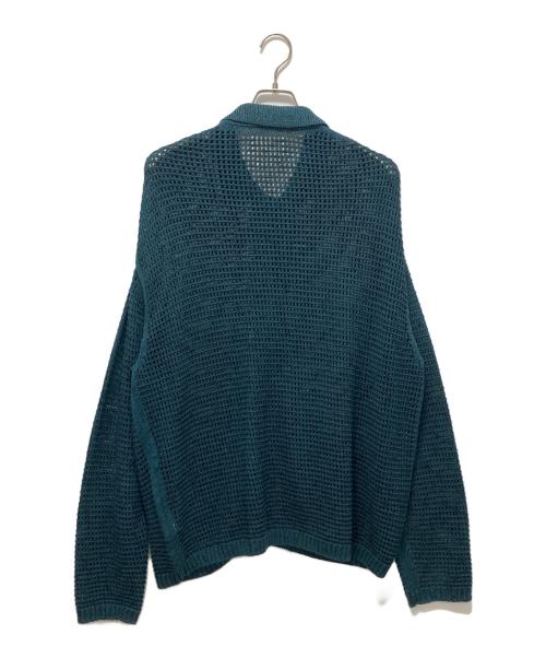 YOKE（ヨーク）YOKE (ヨーク) MESH KNITTED BUTTONED CARDIGAN グリーン サイズ:2の古着・服飾アイテム