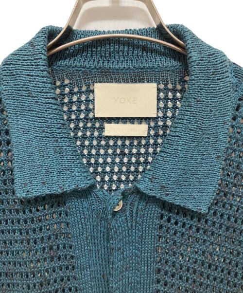 YOKE（ヨーク）YOKE (ヨーク) MESH KNITTED BUTTONED CARDIGAN グリーン サイズ:2の古着・服飾アイテム