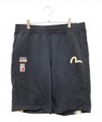 EVISUエヴィス）の古着「プリントスウェットショーツ」｜ブラック