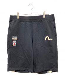 EVISU（エヴィス）の古着「プリントスウェットショーツ」｜ブラック