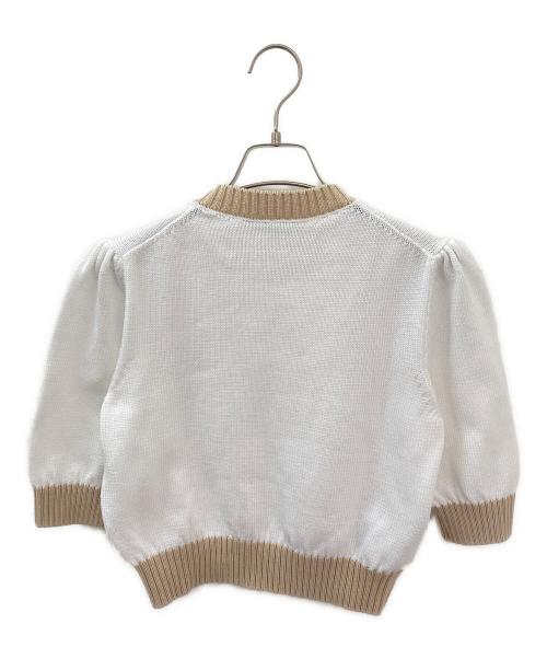 PRADA（プラダ）PRADA (プラダ) コットンクルーネックニット ホワイト×ベージュ サイズ:38の古着・服飾アイテム