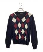 PRADAプラダ）の古着「Vネックアーガイルセーター」｜ネイビー
