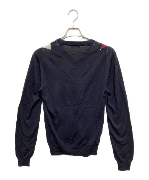 PRADA（プラダ）PRADA (プラダ) Vネックアーガイルセーター ネイビー サイズ:48の古着・服飾アイテム
