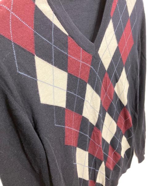 PRADA（プラダ）PRADA (プラダ) Vネックアーガイルセーター ネイビー サイズ:48の古着・服飾アイテム