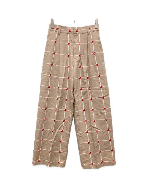 DOUBLE STANDARD CLOTHING（ダブルスタンダードクロージング）DOUBLE STANDARD CLOTHING (ダブルスタンダードクロージング) チェックペイズリージャガードパンツ ベージュ サイズ:36の古着・服飾アイテム