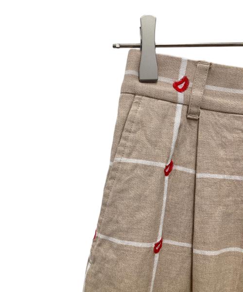 DOUBLE STANDARD CLOTHING（ダブルスタンダードクロージング）DOUBLE STANDARD CLOTHING (ダブルスタンダードクロージング) チェックペイズリージャガードパンツ ベージュ サイズ:36の古着・服飾アイテム