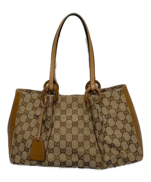 GUCCI（グッチ）GUCCI (グッチ) GGキャンバスハンドトートバッグ ブラウンの古着・服飾アイテム