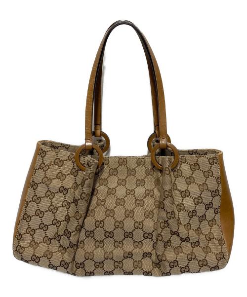 GUCCI（グッチ）GUCCI (グッチ) GGキャンバスハンドトートバッグ ブラウンの古着・服飾アイテム