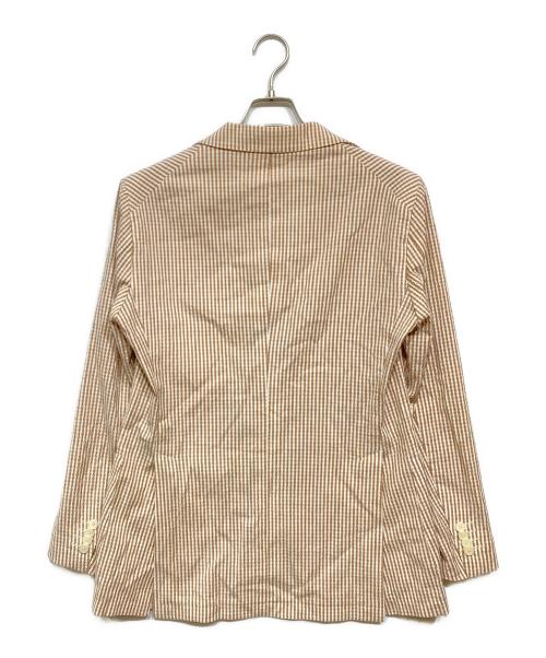 TAGLIATORE（タリアトーレ）TAGLIATORE (タリアトーレ) シアサッカーテーラードジャケット ブラウン×ホワイト サイズ:48の古着・服飾アイテム