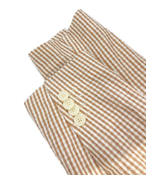 TAGLIATORE（タリアトーレ）TAGLIATORE (タリアトーレ) シアサッカーテーラードジャケット ブラウン×ホワイト サイズ:48の古着・服飾アイテム