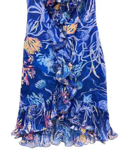 TADASHI SHOJI（タダシ ショージ）TADASHI SHOJI (タダシ ショージ) ラッフルトリム アクアリウム カクテルドレス ブルー サイズ:SIZE 8の古着・服飾アイテム
